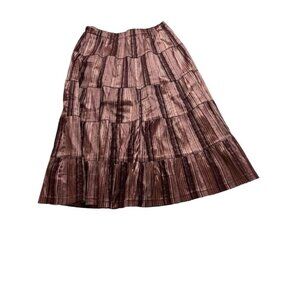 Vintage Brown Tiered Shiny Let’s Go Fashion Skirt
